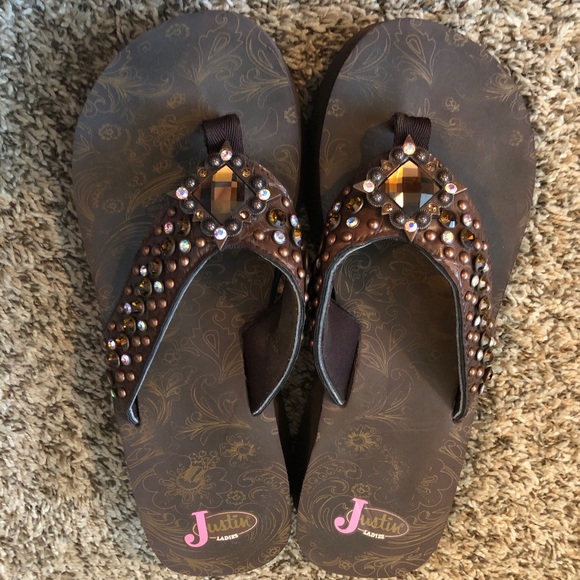 justin sandals rhinestones